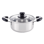 Yoshikawa 吉川 SJ2184-YSK0006 COOK LOOK II系列 20cm 不鏽鋼雙耳煲 (連玻璃蓋)